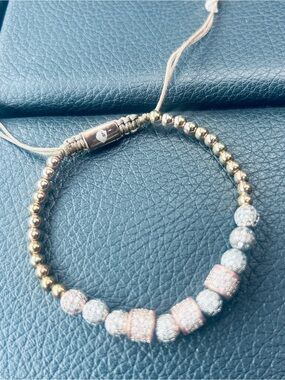 Women's Rose Gold and Gold Beaded Adjustable Bracelet